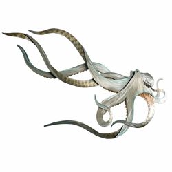 Swimming Octopus Wall Sculpture Silver Facing Left