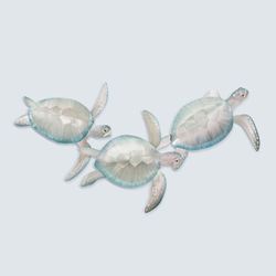 Sea Turtles Frolic Trio Wall Sculpture Silver/Blue Set of Three