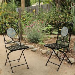 Belmont Blue Mosaic Bistro Chairs Only Set of Two
