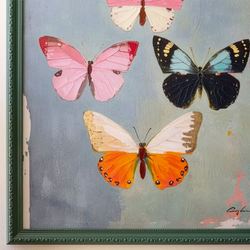 Framed Butterfly Canvas Wall Art Multi Warm