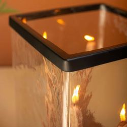 Glass Hurricane and Wooden Candelabra Walnut