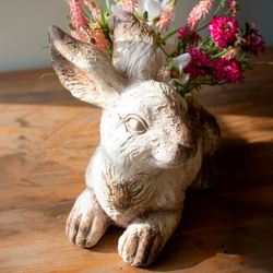 Rabbit Planter Weathered Ivory