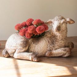 Resting Sheep Planter Weathered Ivory