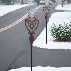 Pathways Crest Celtic Knot Reflective Driveway Marker Stakes Set of Two
