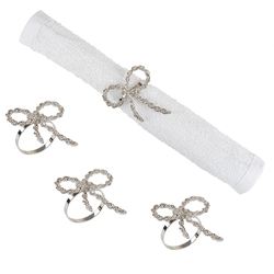 Graceful Bow Napkin Rings Silver Set of Four