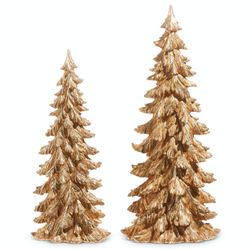 Woodland Christmas Trees Gold Set of Two