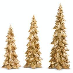 Winter Woodland Trees Gold Set of Three