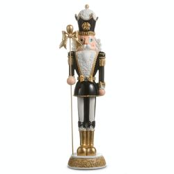 Festive Holiday Nutcracker Sculpture Black/Gold