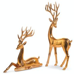 Graceful Deer Figures Gold Set of Two