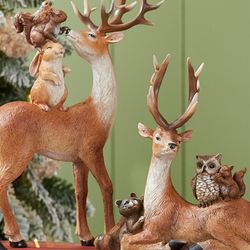 Deer with Forest Friends Figures Brown Set of Two