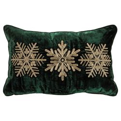 Beaded Snowflake Decorative Pillow Green