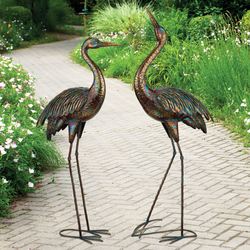 Illumine Crane II Looking Down Sculpture Bronze