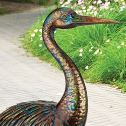 Illumine Crane II Looking Down Sculpture Bronze