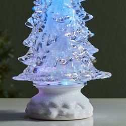Radiant Rotating Lighted Tree Table Accent Clear