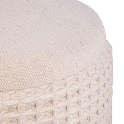 Handwoven Waffle Storage Ottoman Cream