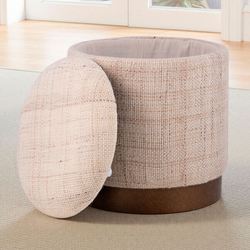 Handwoven Storage Ottoman Beige/Brown