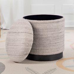 Handwoven Storage Ottoman Ivory/Gray