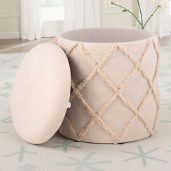Eros Handwoven Storage Ottoman Ivory
