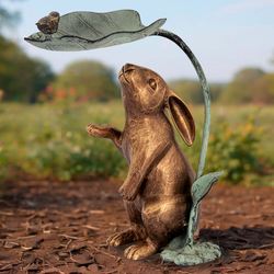 Rabbit Bird and Leaf Bird Feeder Copper