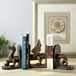 Dragon Bookends Bronze Set of Three