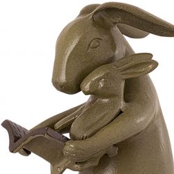 Story Time Rabbit Garden Sculpture Brown