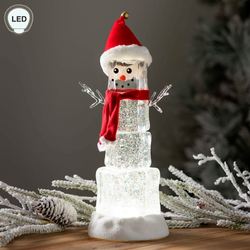 Ice Cube LED Swirl Snowman Clear