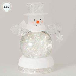 Swirl LED Snowman Glitter Globe Clear