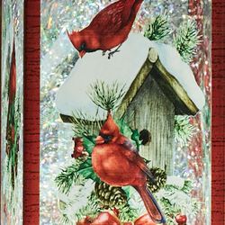 Holiday Cardinals Swirl LED Lantern Red