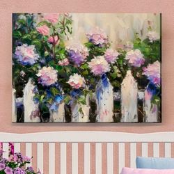 Frannies Fence Floral Canvas Wall Art Multi Pastel