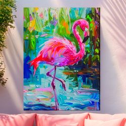 Pinky the Flamingo Canvas Wall Art Multi Bright