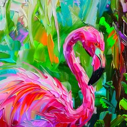Pinky the Flamingo Canvas Wall Art Multi Bright