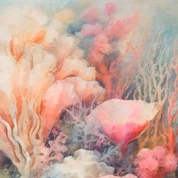 Soft Coral I Canvas Wall Art Multi Pastel