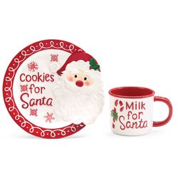 Milk and Cookies for Santa Mug and Plate Red Set of Two