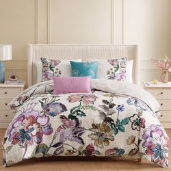 Watercolor Jacobean Comforter Bed Set Ivory/Beige