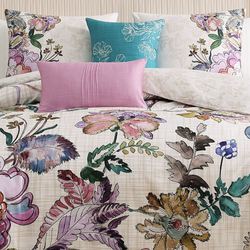 Watercolor Jacobean Comforter Bed Set Ivory/Beige