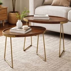 Indy Nested Oval Tables Mahogany Set of Two