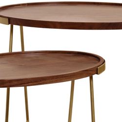 Indy Nested Oval Tables Mahogany Set of Two
