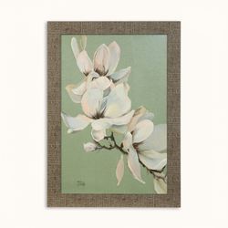 Blossoming Magnolias Framed Wall Art Sage