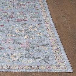 Bountiful Blooms Rectangle Rug Light Blue
