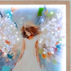 Amazing Grace Angel Lighted Framed Wall Art Multi Pastel