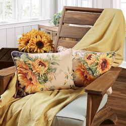 Sunflower Fields Reversible Decorative Pillow Yellow