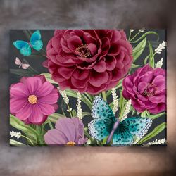 Bold Beauties Floral Canvas Wall Art Multi Warm