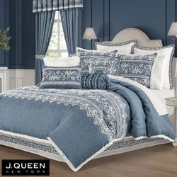 Chantalee Embroidered Comforter Set Denim