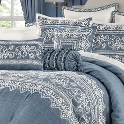 Chantalee Embroidered Comforter Set Denim