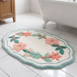Pretty Birds Floral Bath Rug Multi Pastel 30 x 20