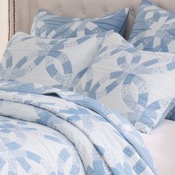 Floral Wedding Ring Mini Coverlet Set Blue