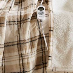 Plaid Sherpa Heated Throw Blanket 50 x 60