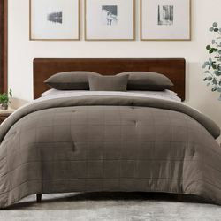 Modern Squares Comforter Bed Set Cocoa