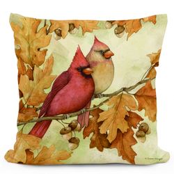 Fall Cardinals with Leaves Accent Pillow Multi Earth
