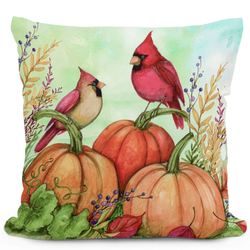 Fall Cardinals with Pumpkins Accent Pillow Multi Earth